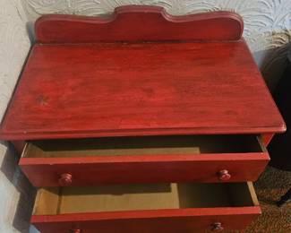 Red Painted Pine Chest of Drawers third image