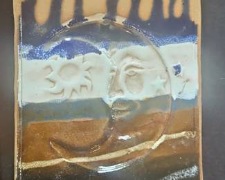 Ceramic Sun and Moon Plaque