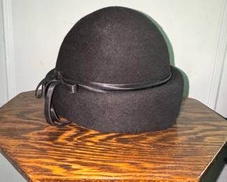Black Felt Cloche Hat