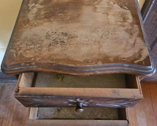 Carved Walnut Nightstand second image