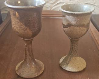 Studio Pottery Goblets Pair