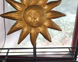 Gold Sun Face Garden Stake