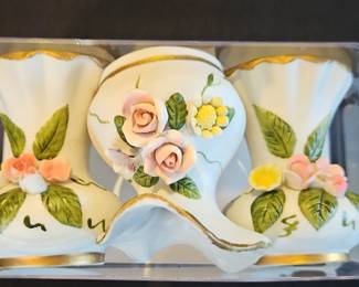 Set of Miniature Porcelain Rose Bud Vases
