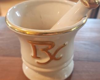 Gold Rx Porcelain Mortar and Pestle