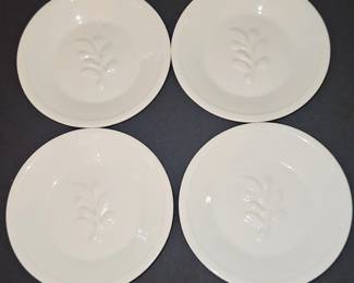 Set of White Embossed Leaf Saucers