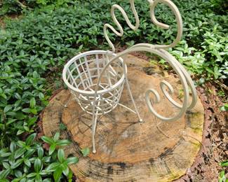White Scroll Metal Plant Stand second image