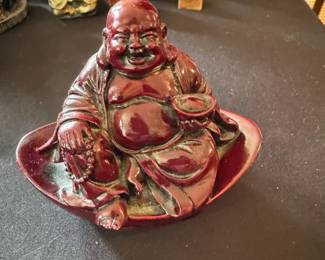 Red Laughing Buddha Figurine