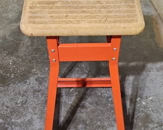 Vintage Orange Metal Step Stool