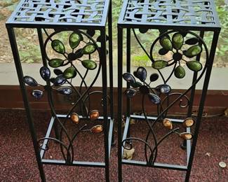 Metal Plant Stands with Glass Accents