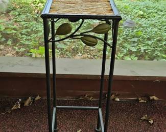 Wrought Iron Plant Stand with Fruit or Leaf Motif