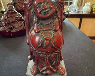 Red Resin Laughing Buddha Figurine