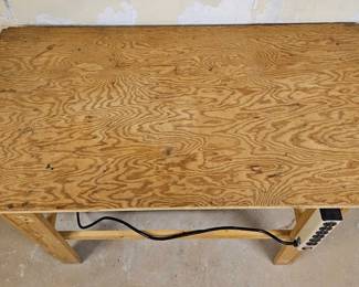 Wooden Workbench with Power Strip second image