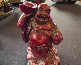 Red Laughing Buddha Figurine B