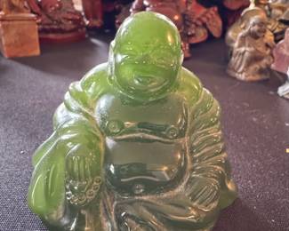 Green Jade Laughing Buddha Figurine