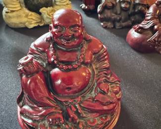 Red Laughing Buddha Figurine C