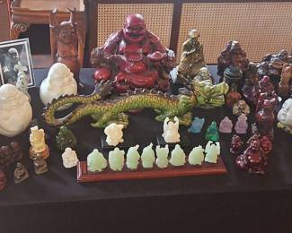 Collection of Buddhist figures and dragon