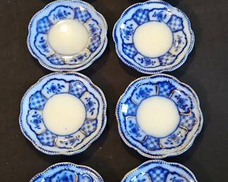 W H Grindley Melbourne Flow Blue Saucers