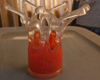 Red Speckled Art Glass Vase