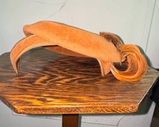Vintage Feather Trimmed Velour Hat