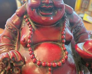 Red Laughing Buddha Figurine second image