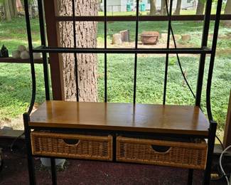 Wrought Iron Bakers Rack with Wicker Drawers