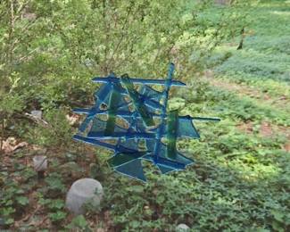 Blue Green Glass Garden Sculpture