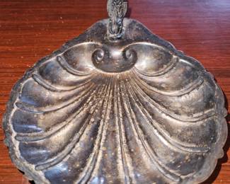 Silver Plated Nautilus Shell Dish with Dolphin second image