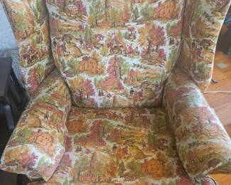 Toile Print Armchair and Ottoman second image