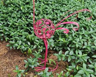 Pink Metal Bird Garden Decor