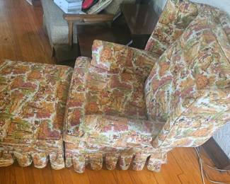 Toile Print Armchair and Ottoman fourth image