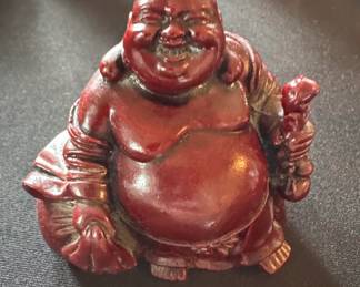 Red Laughing Buddha Figurine D