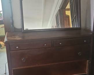 Dark Wood Dresser with Mirror