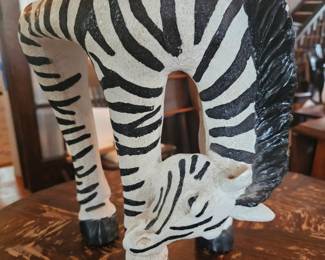 Hand Carved Zebra Stool second image