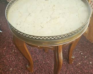 Pair French Provincial Marble Top Side Tables