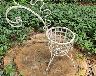 White Scroll Metal Plant Stand