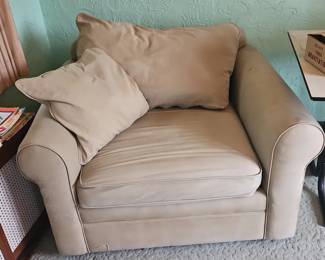 Tan Armchair with Ottoman