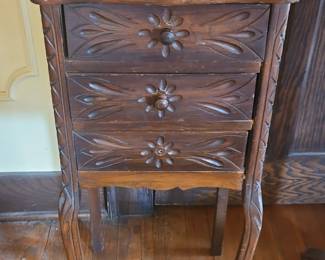 Carved Walnut Nightstand