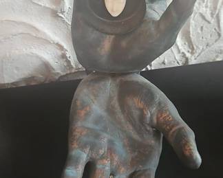 Bronze Hand Sculpture with Face