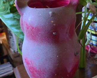 Red Ceramic Owl Vase second image