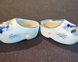 Vintage Delft Blue Ceramic Clogs