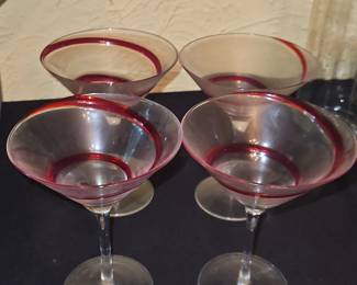 Pier Red Swirl Martini Glasses