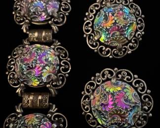 Judy Lee Iridescent Floral Bracelet and Earrings Set second image