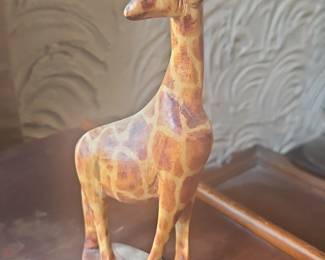 Carved wooden giraffe figurine