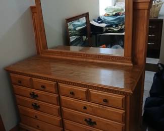 Vintage maple dresser with mirror