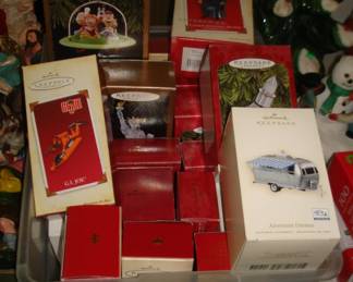 Hallmark Keepsake ornaments, GI Joe, Star Trek, etc