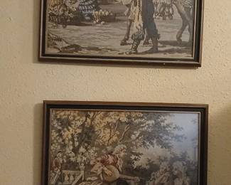 Vintage framed tapestries