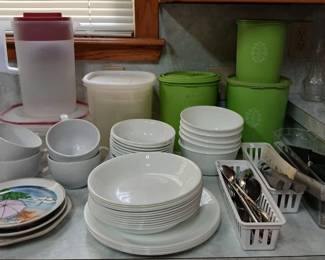 Tupperware, Corelle, Pampered Chef, cutlery