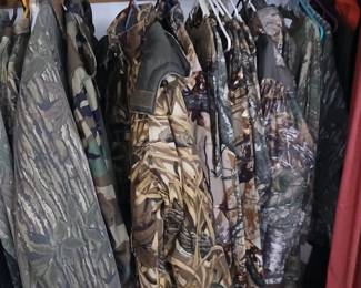 Camo hunting jackets, pants, packs,