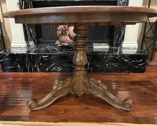 Distressed Round Table Side View