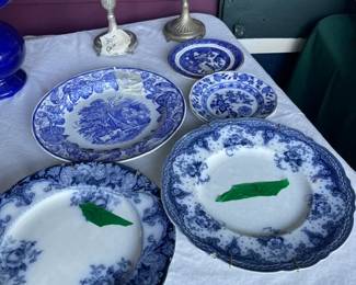Candlesticks-Flow Blue Plates 